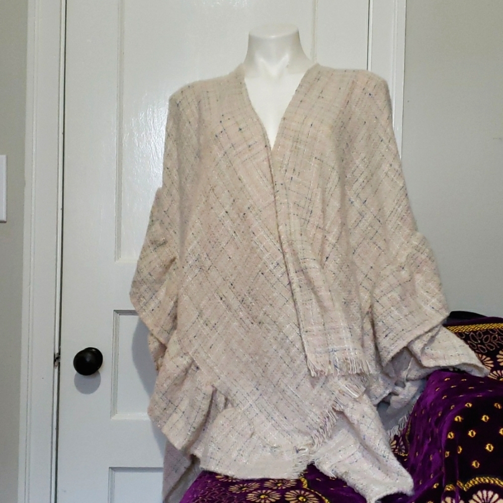 NWT Marcus Adler Ruffle Ruana Sweater Poncho